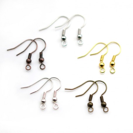 Ear wires with ball in raw brass 18mm x 20pcs