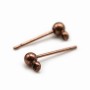 Ear studs with ball, in metal copper color, 3mm x 20pcs
