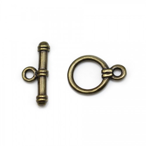 Chiusura in metallo "OxT", colore bronzo, 12 mm x 2 pz