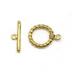 Clasp "O * T" on twisted metal, in gold color, 14mm x 2pcs