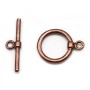 Clasp "O * T" on smooth metal, in copper color, 15mm x 2pcs