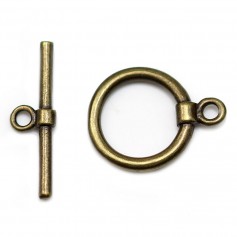 Toggle OT" clasp in smooth metal, bronze color, 15mm x 2pcs