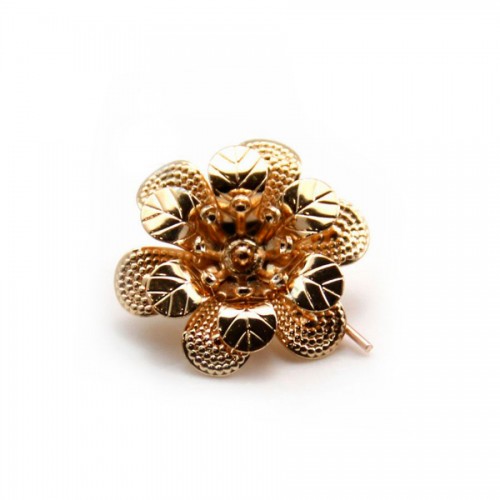 Flower by "flash" gold on brass 17mm x 4pcs
