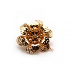 Flower plated by "flash" gold on brass 17mm x 4pcs