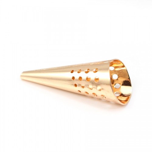  Cone perforated by "flash" Gold on brass 12x33mm x 1pc