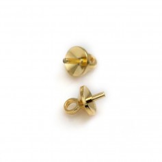 Bail with 4.5mm cup, for half-drilled pearls, by "flash"gold on brass x 10pcs