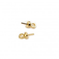 Bail, with 2.8mm cup, for half-drilled pearls, by "flash"gold on brass x 15pcs