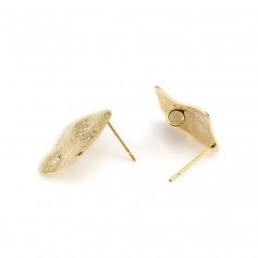 Ear studs shaped like a lozenge, plated by "flash" gold on brass 17x19mm x 2pcs