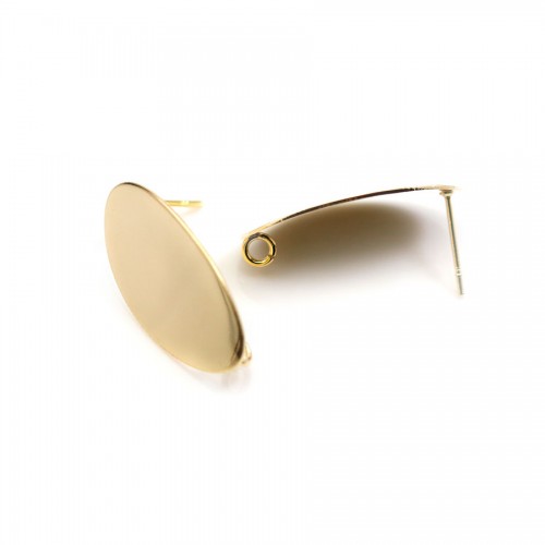 Ear studs in the shape of a drop, plated with "flash" gold on brass 12*16.5mm x 4pcs