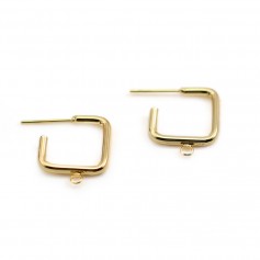 Square earrings, plated with "flash" gold on brass x 4pcs