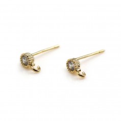 Round Ear studs plated with "flash" gold on brass 4mm x 2pcs