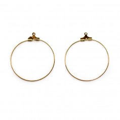 Hoop earrings to decorate plated by gold "flash" 36mm x 4pcs