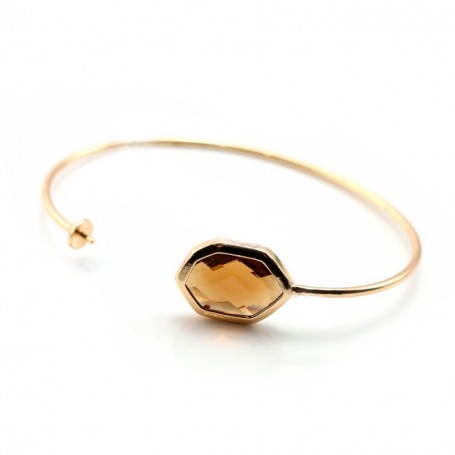 Bracelet flexible pour perles semi percées doré sue laiton marron 18cm x 1pc