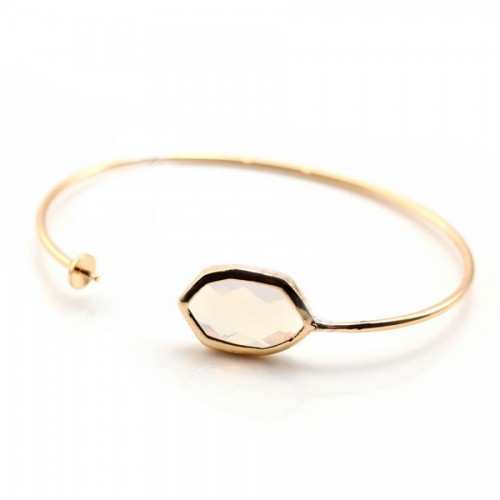 Bracelet flexible pour perles semi percées doré sue laiton crème 18cm x 1pc