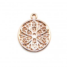 Round pendant flower by "flash" gold on brass 14x16mm x 4pcs