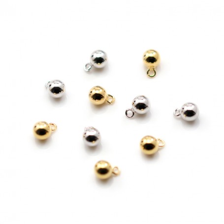 Round hammered charm 10mm, plated by "flash" gold on brass x 10pcs