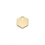 Hexagon shaped charm, plated with "flash" gold on brass 8mm x 4pcs