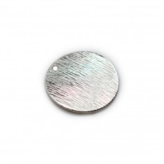 Round charm 18mm, silver plated on brass x 4pcs