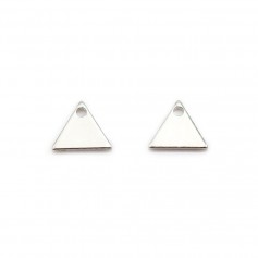 Triangular charm, silver plated on brass x 10pcs