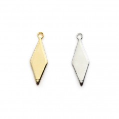 Charm in the shape of a lozenge 5.3x16mm, plated by "flash" gold on brass x 5pcs