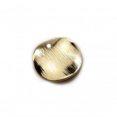 Charm in round shape 12mm plated by "flash" gold on brass x 4pcs