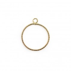 Charm round shape, plated by "flash" gold on brass 18mm x 4pcs