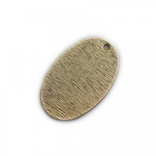 Breloque de forme ovale 0.6x15x28mm, doré sur laiton x 4pcs