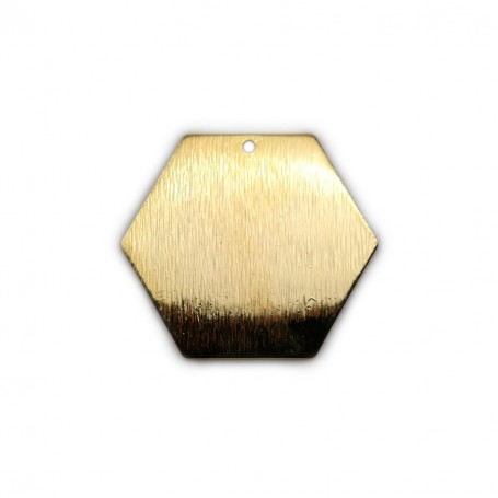 Breloque en forme hexagone, doré sur laiton 28mm x 2pcs