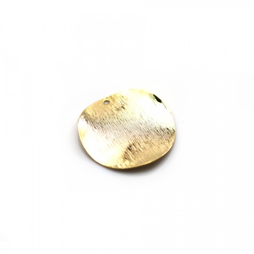 Charm in round shape 25mm plated by "flash" gold on brass x 1pc