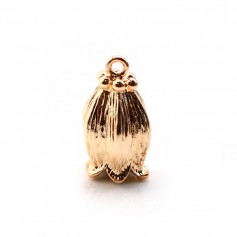 Pendant Lily of the Valley by "flash" gold on brass 8x14mm x 2pcs