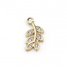Leaf pendant plated by "flash" gold brass 6x12mm x 2pcs