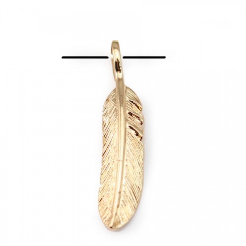  Feather by "flash" Gold on brass 8.5x40mm x1pc