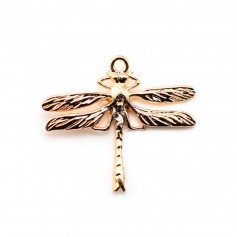 Dragonfly charm plated by "flash" gold on brass 22x25mm x 4pcs