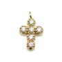Cross with zirconium plated white gold on brass 6x10mm x 2pcs