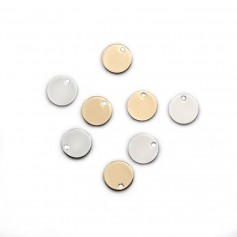 Round charm, gold plated on brass 10mm x 6pcs