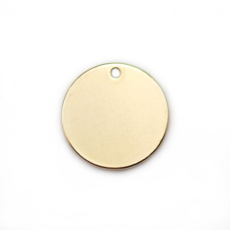 Charm to engrave, in round shape, plated by "flash" gold on brass 16mm x 4pcs