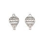 Hot-air balloon charm, silver plated on brass, 11.5x9mm x 6pcs
