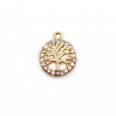 Charm in the shape of a tree 9.5x11.5mm, plated by "flash" gold on brass x 1pc
