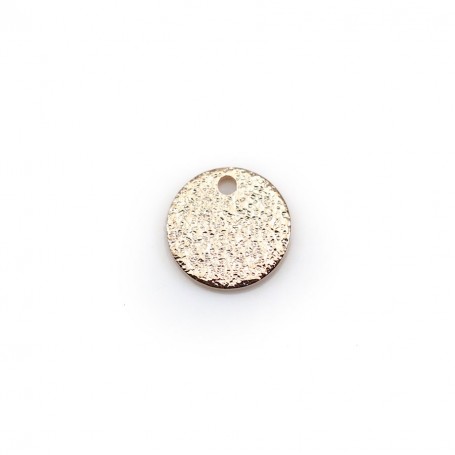 Round flat charm "diamond" plated flash pink gold on brass, 8mm x 8pcs