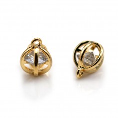 Gold flash plated round lantern charms with a zirconium 9x12mm x 2pcs