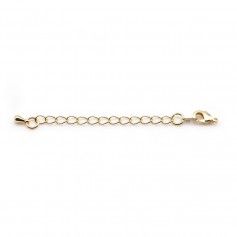 Clasp with extender chain, plated by "flash" Gold on brass x 2pcs