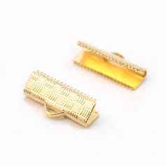 Crimp-end for ribbon by "flash" Gold on brass 7x16mm x 2pcs