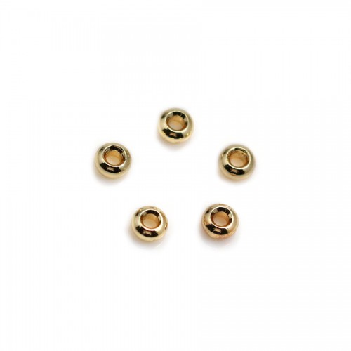 Perla tonda 2x4 mm, placcata oro "flash" su ottone x 10 pz