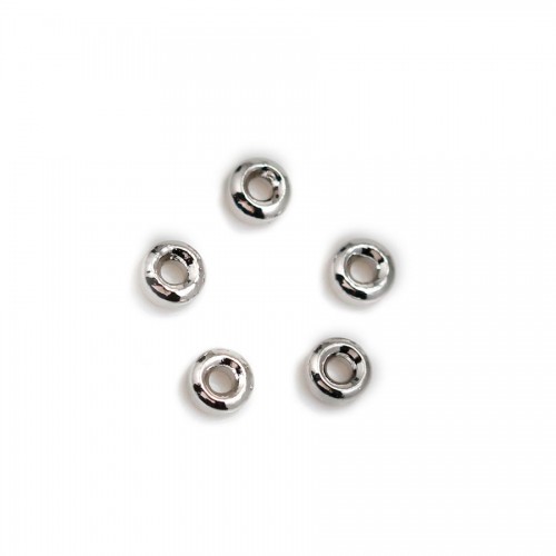 Pearl spacer rondelle 2x4mm, silver plated on brass x 10pcs