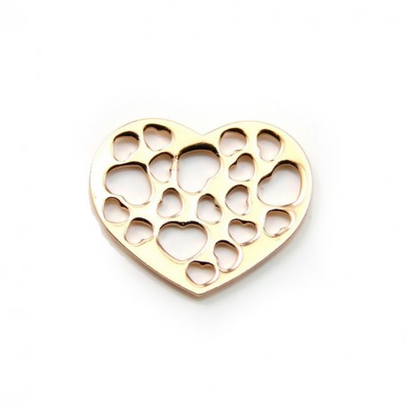 Heart spacer by "flash" Gold on brass 18.5x22.7mm x 4pcs