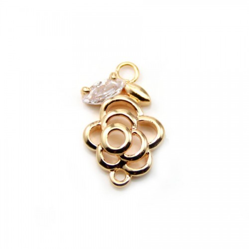 Flower with Zirconium Oxide by "flash" Gold on brass 8.5x14mm x 1pc