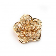 Flower intercalaire by "flash" gold on brass 24mm x 1pc