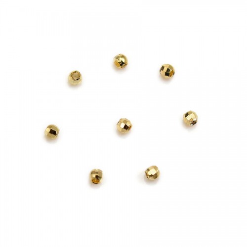 Perlina sfaccettata rotonda 2,3 mm, placcata oro flash su ottone x 25 pz