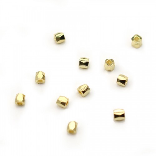 Perlina sfaccettata, placcata oro flash su ottone, 2,5x2,5 mm x 20 pz