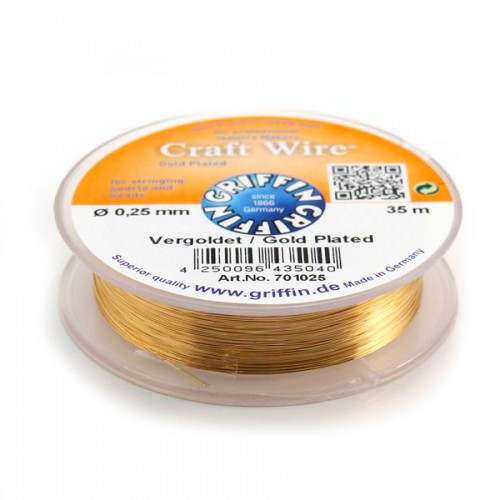 Copper wire craft wire 0.25mm gold plated x 35m